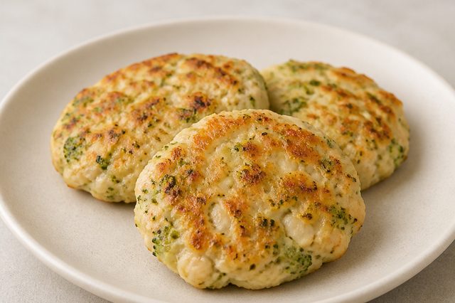 Panqueca de frango com brócolis e muçarela