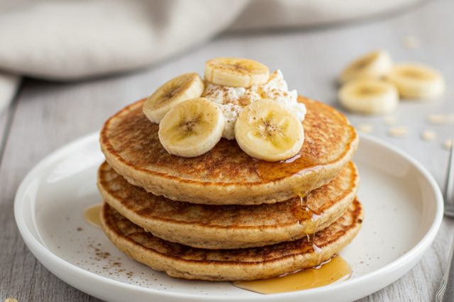 Panquecas de banana aveia e cottage