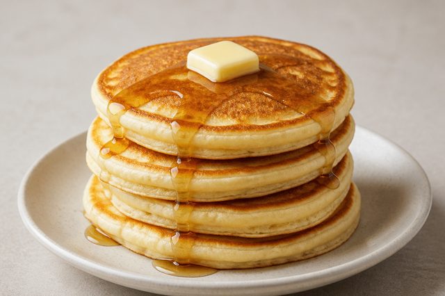 Panquecas simples de leite para o café da manhã