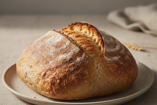 Pão caseiro assado em panela com dobras