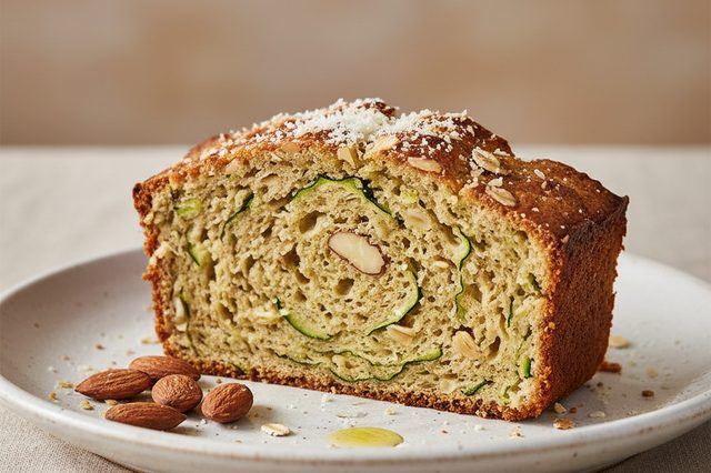 Pão de abobrinha com aveia e amêndoas