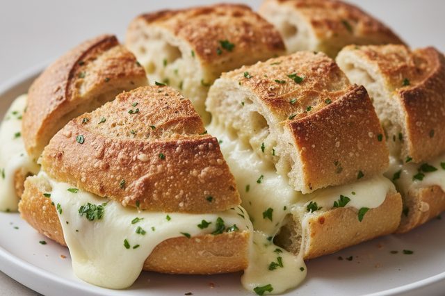 Pão de alho com manteiga de ervas e queijo