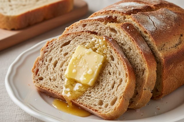 Pão de forma caseiro com manteiga