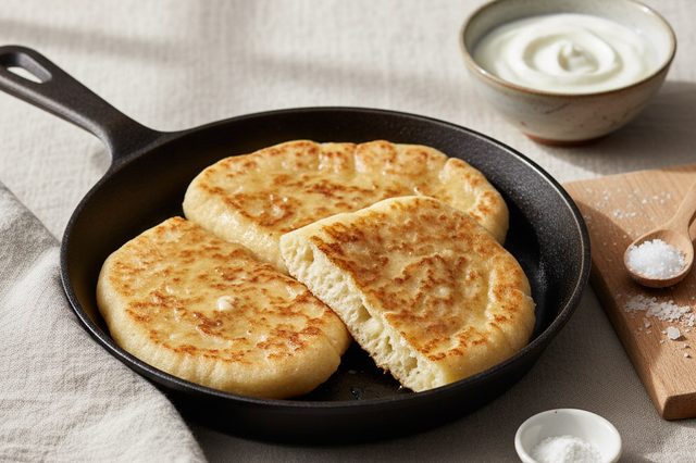 Pão de frigideira com iogurte natural