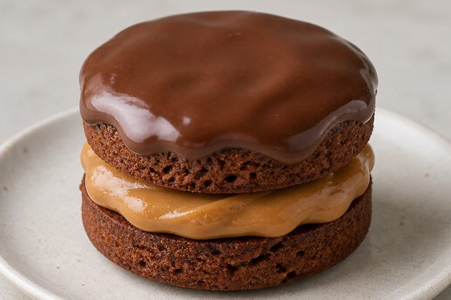 Pão de mel de aveia com recheio e cobertura de whey