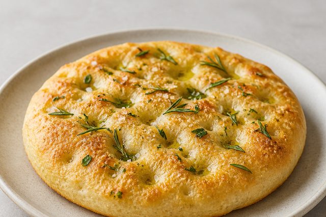 Pão rápido de frigideira tipo focaccia