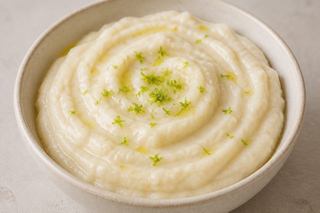 Pasta cremosa de inhame com alho e limão