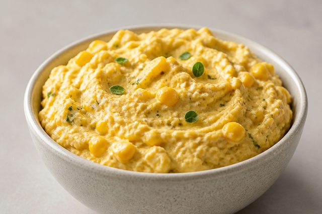 Patê de milho com tofu defumado e orégano