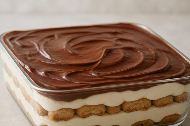 Pavê de café com cream cheese e ganache