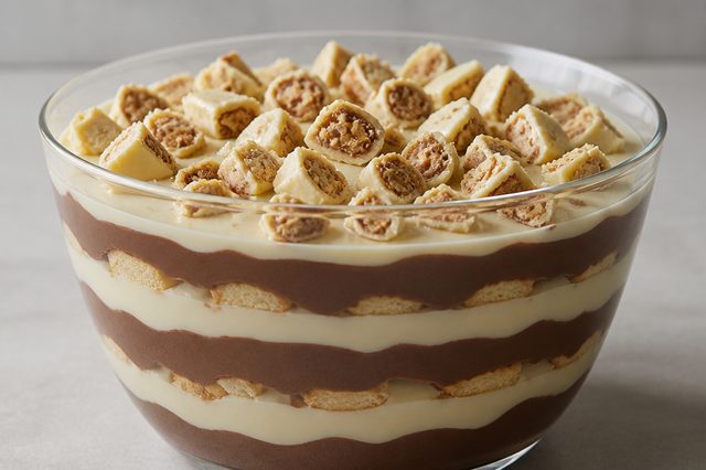 Pavê de dois chocolates com bombons Ouro Branco