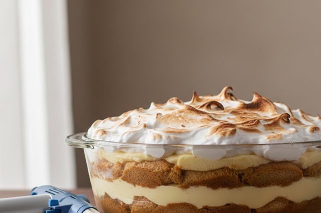 Pavê de dois cremes com merengue suíço