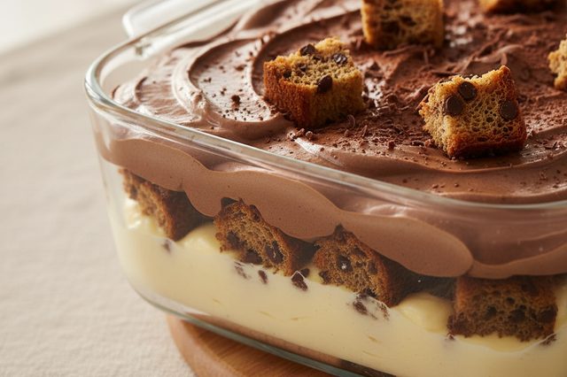 Pavê de panetone com dois cremes