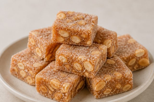 Pé de moça com creme de leite e açúcar caramelizado