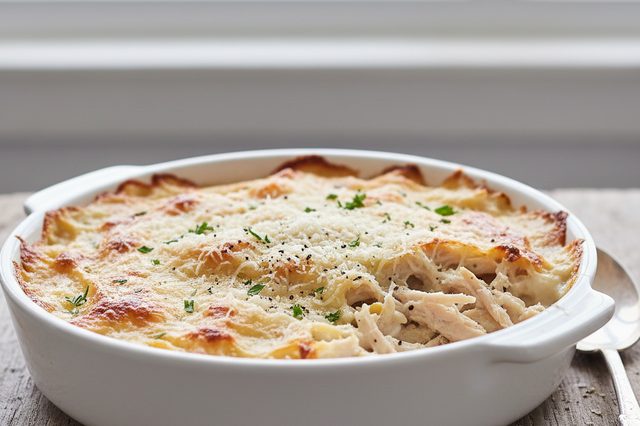 Peru cremoso gratinado com parmesão