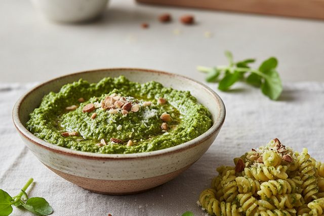 Pesto de agrião com amêndoas