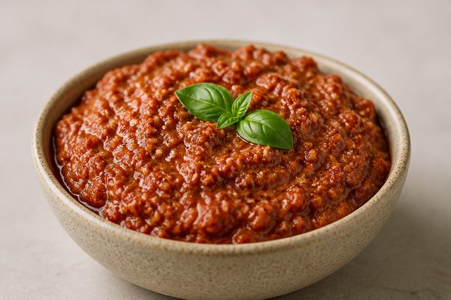 Pesto rosso de tomate seco e parmesão