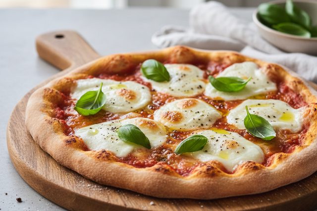 Pizza caseira de mussarela de búfala
