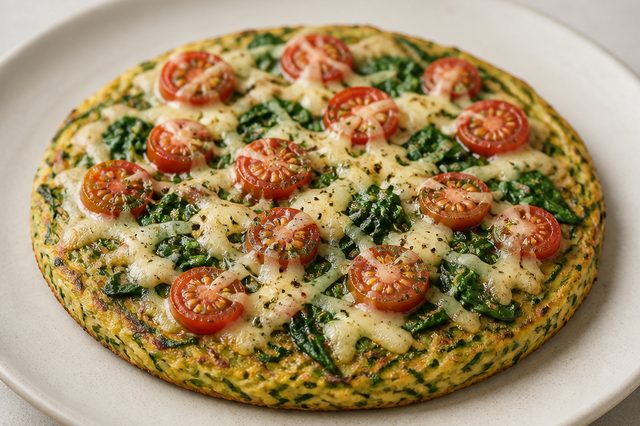 Pizza de abobrinha na frigideira com gel de linhaça