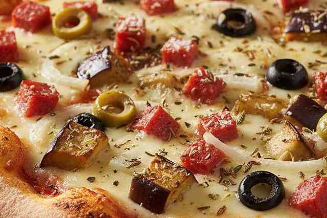 Pizza de Berinjela e Calabresa