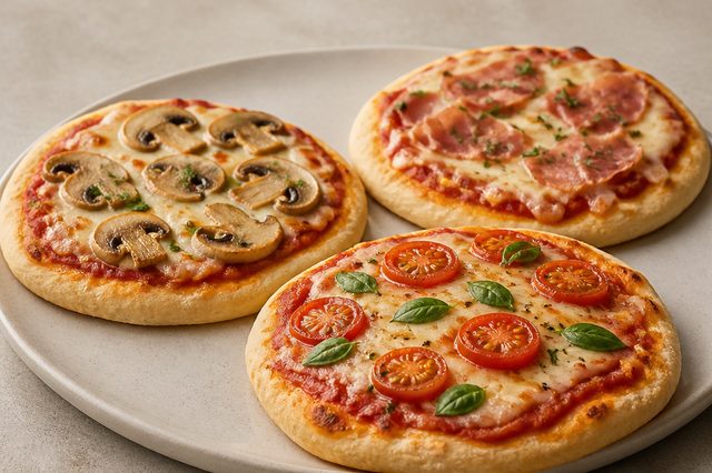 Pizzetas assadas sem sova de iogurte