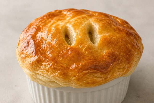 Pot pie individual de bacalhau com massa folhada