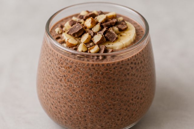 Pudim de chia com cacau e tâmara