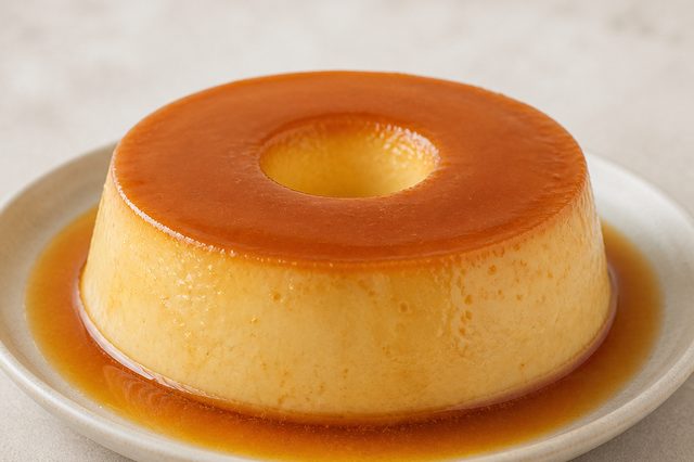 Pudim de seis ovos com creme de leite e baunilha