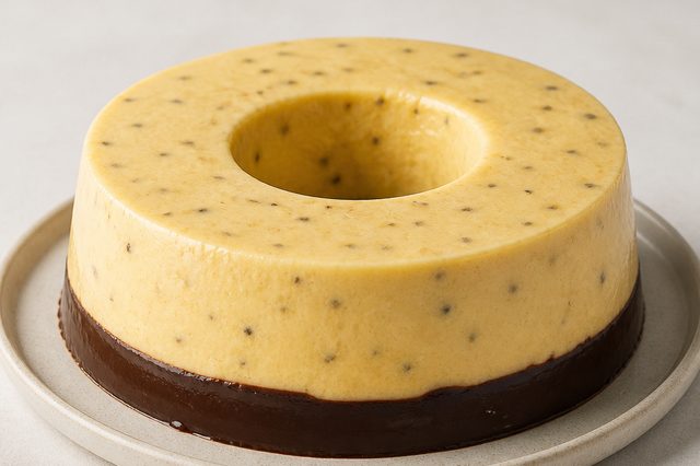 Pudim de sorvete de maracujá com ganache