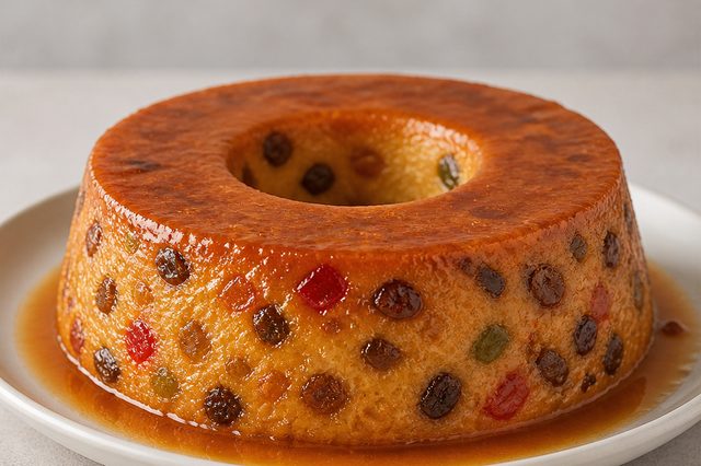 Pudim Natalino de Pão com Frutas Cristalizadas