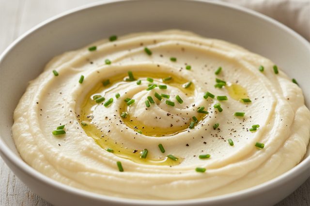 Purê cremoso de couve-flor com cream cheese