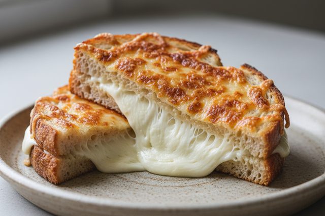 Queijo quente com crosta de queijo
