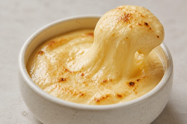 Queijo vegetal de amendoim que derrete e gratina