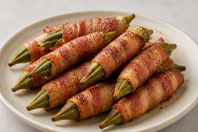 Quiabo enrolado com bacon na air fryer