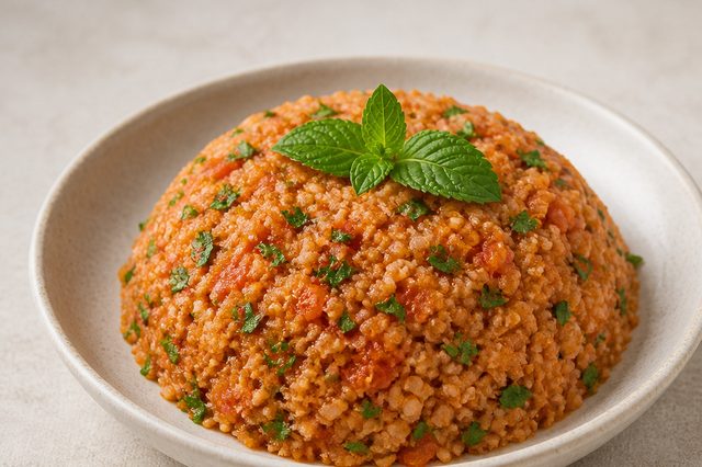 Quibe cru de tomate com hortelã