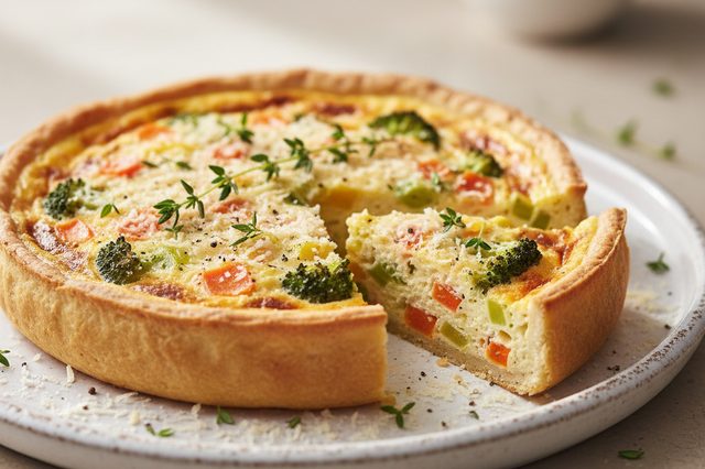 Quiche sem massa de legumes e parmesão