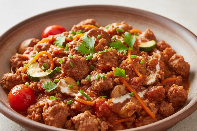 Ragu de linguiça com cogumelos e cenoura