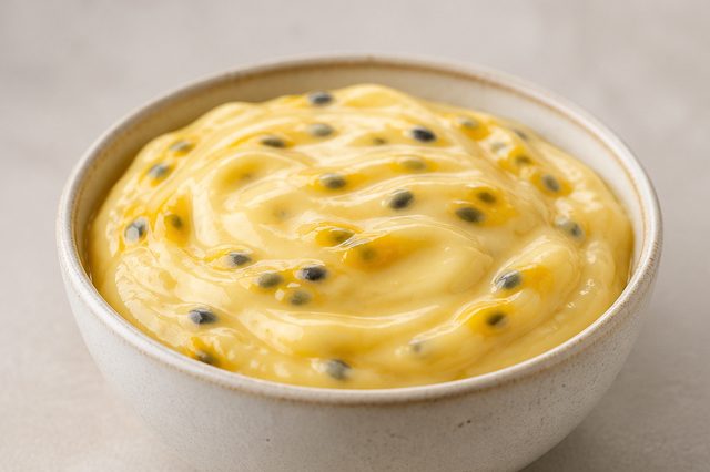 Recheio de maracujá com chocolate branco e leite em pó