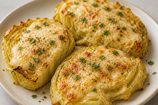 Repolho gratinado com parmesão e muçarela