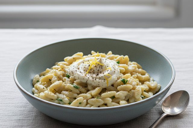Risoni ao limão com creme de leite fresco