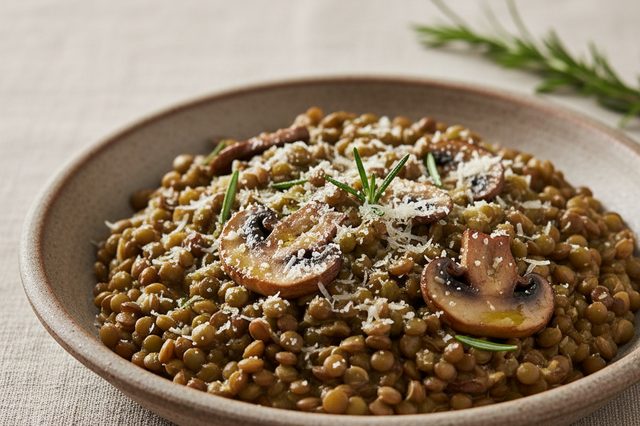 Risoto de Lentilha com Cogumelos