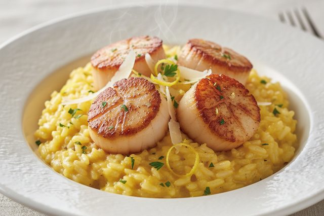 Risoto de limão siciliano com vieiras