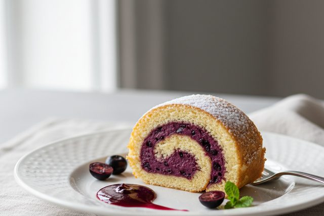 Rocambole com creme de juçaí
