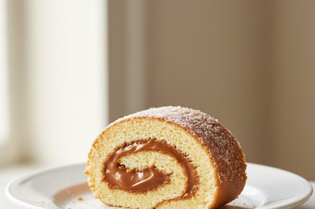 Rocambole de pão de ló com doce de leite