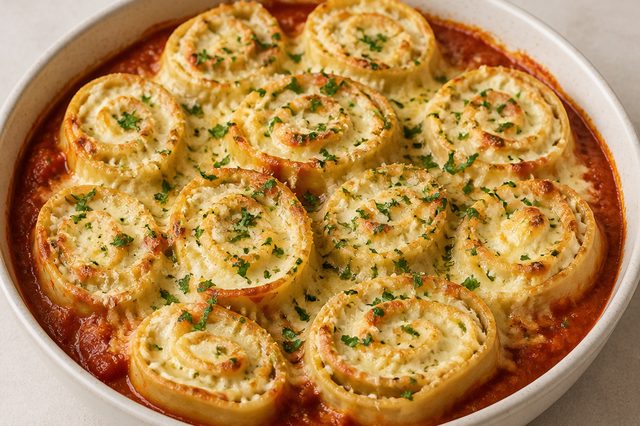 Rondelli quatro queijos com molho de tomate assado