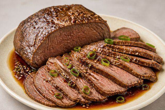 Rosbife coreano marinado em shoyu e mel