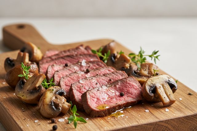 Rosbife de filé mignon com cogumelos na air fryer