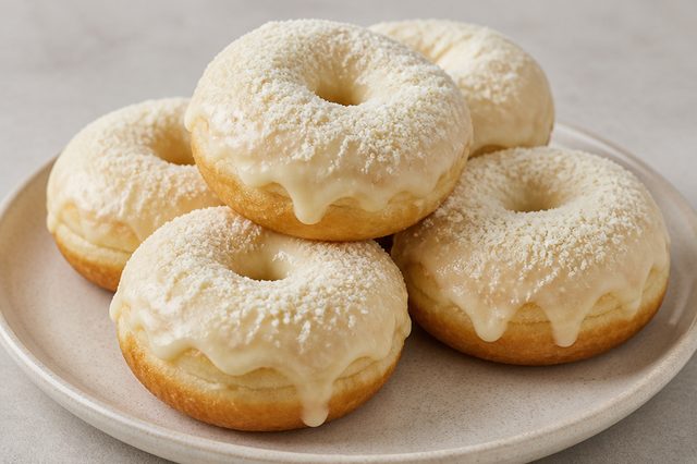 Rosquinhas com cobertura de leite em pó