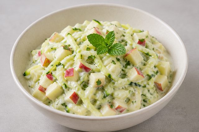 Salada Cremosa de Abobrinha com Maçã e Iogurte