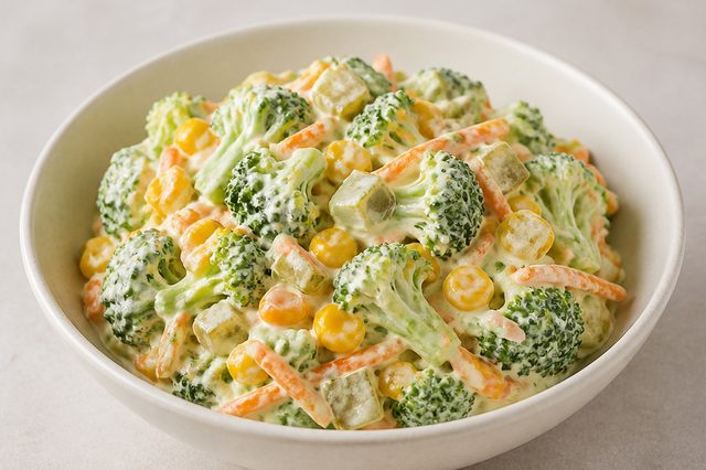 Salada cremosa de brócolis