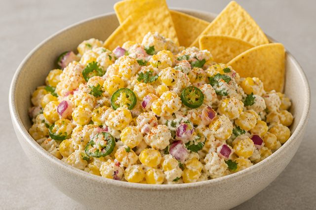 Salada cremosa de milho com ricota e jalapeño